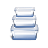 3 Glass Nestable Food Storage Containers - Navy