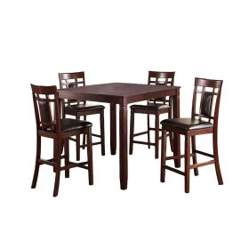 5 Piece Counter Height Dining Set in Dark Brown