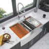 Double Bowl(60/40) Farmhouse Sink Workstation - 33 Inch Kitchen Sink Stainless Steel 16 gauge Apron Front Kitchen Sink