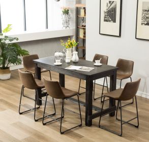 Bronco Antique Wood Finished Counter Height Dining Set: Table and Six Brown Chairs