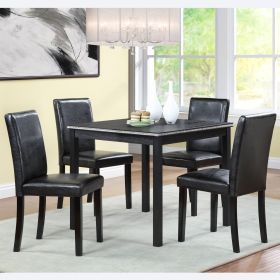 5 Piece Wooden Dining Table Set, Kitchen Table Set with a Square Table and 4 Upholstered Chairs, Wooden Dining Room Table with Crystal Decoration and