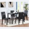 5 Piece Wooden Dining Table Set, Kitchen Table Set with a Rectangular Table and 4 Upholstered Chairs, Wooden Dining Room Table with Crystal Decoration