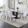 Table and chair set, modern dining table, patterned table top and black MDF leg table, soft and comfortable dining chair, perfect for dinner, meetings