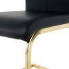 Modern style glass dining table, elegant transparent design, solid support base, black dining chair set, gold-plated chair legs, suitable for restaura