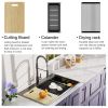 33x22 Inch Gunmetal Black Topmount Double Bowl Workstation Kitchen Sink 18 Gauge Stainless Steel With Black Faucet
