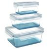 3 Glass Nestable Food Storage Containers - Navy