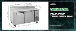 Orikool 67 IN Commercial Pizza Prep Table with a Built-in Refrigerator 20.3 Cu.Ft, Butcher Block Cutting Board, Protection Lid, Cold Storage, and Smoo