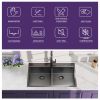 33x22 Inch Gunmetal Black Topmount Double Bowl Workstation Kitchen Sink 18 Gauge Stainless Steel With Black Faucet