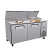 Orikool 67 IN Commercial Pizza Prep Table with a Built-in Refrigerator 20.3 Cu.Ft, Butcher Block Cutting Board, Protection Lid, Cold Storage, and Smoo