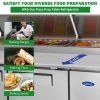 Orikool 67 IN Commercial Pizza Prep Table with a Built-in Refrigerator 20.3 Cu.Ft, Butcher Block Cutting Board, Protection Lid, Cold Storage, and Smoo