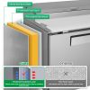 Orikool 67 IN Commercial Pizza Prep Table with a Built-in Refrigerator 20.3 Cu.Ft, Butcher Block Cutting Board, Protection Lid, Cold Storage, and Smoo