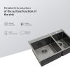 Double Bowl Drop in Sink- 33"x22" Gunmetal Black Double Bowl Kitchen Sink 16 Gauge with Two 10" Deep Basin(60/40)