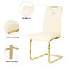 Modern style glass dining table with elegant transparent design, solid support base, pale yellow dining chair set with gold-plated legs, suitable for