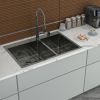 Double Bowl Drop in Sink- 33"x22" Gunmetal Black Double Bowl Kitchen Sink 16 Gauge with Two 10" Deep Basin(60/40)