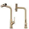 Brushed Gold Kitchen waterfall faucet with pull down sprayer, single handle kitchen sink faucet with pull out sprayer, 360¬∞ rotating kitchen faucet