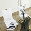 Modern style glass dining table, elegant transparent design, solid support base, white dining chair set, gold-plated legs, suitable for restaurant kit