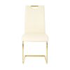 Modern style glass dining table with elegant transparent design, solid support base, pale yellow dining chair set with gold-plated legs, suitable for