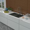 Double Bowl Drop in Sink- 33"x22" Gunmetal Black Double Bowl Kitchen Sink 16 Gauge with Two 10" Deep Basin(60/40)