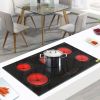 Electric Ceramic Stove! ZOKOP 35in 220v 8600w Rectangular 6-Burner Stove, Glass And Iron Spray-Coated Anti-Rust Bottom Shell, Touch Screen Embedded Wi