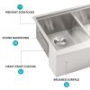 Double Bowl(50/50) Farmhouse Sink Workstation - 33 Inch Kitchen Sink Stainless Steel 16 gauge Apron Front Kitchen Sink