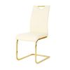Modern style glass dining table with elegant transparent design, solid support base, pale yellow dining chair set with gold-plated legs, suitable for