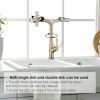 Brushed Gold Kitchen waterfall faucet with pull down sprayer, single handle kitchen sink faucet with pull out sprayer, 360¬∞ rotating kitchen faucet
