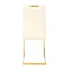 Modern style glass dining table with elegant transparent design, solid support base, pale yellow dining chair set with gold-plated legs, suitable for