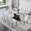 Table and chair set, modern dining table, patterned table top and black MDF leg table, soft and comfortable dining chair, perfect for dinner, meetings