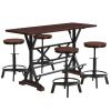 5-Piece Dining Table Set, 59" Wooden Sofa Side Table with Stabilizing Base, Rustic Brown Industrial Adjustable Height Chairs, Modern Bar Table and Cha