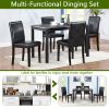 5 Piece Wooden Dining Table Set, Kitchen Table Set with a Rectangular Table and 4 Upholstered Chairs, Wooden Dining Room Table with Crystal Decoration