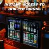 ORIKOOL Beverage Refrigerators Cooler, 35 inch 2 Glass Door Back Bar, 320 Cans Commercial Display Bar Fridge for Beer Wine and Drink 7.4 Cu.Ft