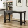 Bronco Antique Wood Finished Counter Height Dining Set: Table and Four White Chairs