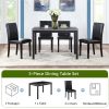 5 Piece Wooden Dining Table Set, Kitchen Table Set with a Rectangular Table and 4 Upholstered Chairs, Wooden Dining Room Table with Crystal Decoration