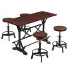 5-Piece Dining Table Set, 59" Wooden Sofa Side Table with Stabilizing Base, Rustic Brown Industrial Adjustable Height Chairs, Modern Bar Table and Cha