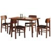 5 Pieces Dining Table Set 1 Dining Table and 4 Chairs Rustic Retro Solid RubberWood Table and Breakfast Upholstered Stools for Home Kitchen Dining Roo