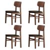 5 Pieces Dining Table Set 1 Dining Table and 4 Chairs Rustic Retro Solid RubberWood Table and Breakfast Upholstered Stools for Home Kitchen Dining Roo