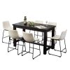 Bronco Antique Wood Finished Counter Height Dining Set: Table and Six White Chairs