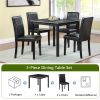 5 Piece Wooden Dining Table Set, Kitchen Table Set with a Square Table and 4 Upholstered Chairs, Wooden Dining Room Table with Crystal Decoration and