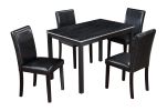 5 Piece Wooden Dining Table Set, Kitchen Table Set with a Rectangular Table and 4 Upholstered Chairs, Wooden Dining Room Table with Crystal Decoration