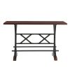 5-Piece Dining Table Set, 59" Wooden Sofa Side Table with Stabilizing Base, Rustic Brown Industrial Adjustable Height Chairs, Modern Bar Table and Cha