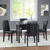 5 Piece Wooden Dining Table Set, Kitchen Table Set with a Square Table and 4 Upholstered Chairs, Wooden Dining Room Table with Crystal Decoration and