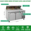 Orikool 67 IN Commercial Pizza Prep Table with a Built-in Refrigerator 20.3 Cu.Ft, Butcher Block Cutting Board, Protection Lid, Cold Storage, and Smoo