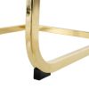 Modern style glass dining table, elegant transparent design, solid support base, black dining chair set, gold-plated chair legs, suitable for restaura