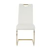 Modern style glass dining table, elegant transparent design, solid support base, white dining chair set, gold-plated legs, suitable for restaurant kit