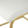 Modern style glass dining table, elegant transparent design, solid support base, white dining chair set, gold-plated legs, suitable for restaurant kit