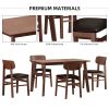 5 Pieces Dining Table Set 1 Dining Table and 4 Chairs Rustic Retro Solid RubberWood Table and Breakfast Upholstered Stools for Home Kitchen Dining Roo