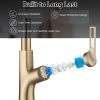 Brushed Gold Kitchen waterfall faucet with pull down sprayer, single handle kitchen sink faucet with pull out sprayer, 360¬∞ rotating kitchen faucet