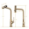 Brushed Gold Kitchen waterfall faucet with pull down sprayer, single handle kitchen sink faucet with pull out sprayer, 360¬∞ rotating kitchen faucet