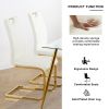 Modern style glass dining table, elegant transparent design, solid support base, white dining chair set, gold-plated legs, suitable for restaurant kit