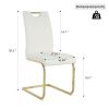 Modern style glass dining table, elegant transparent design, solid support base, white dining chair set, gold-plated legs, suitable for restaurant kit